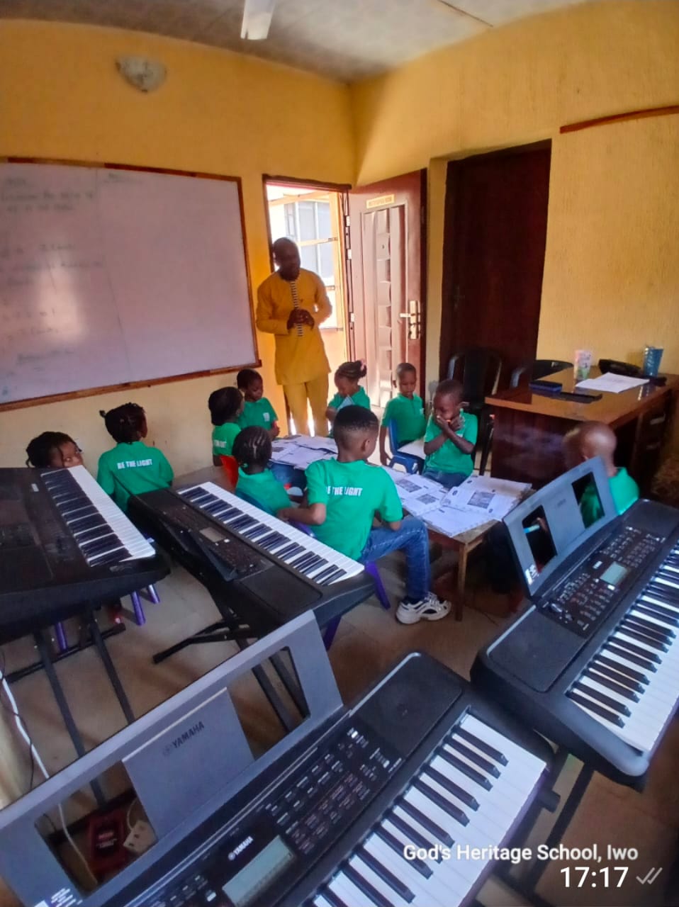 GHSI pupils exploring keyboards in music class